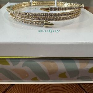 Stella & Dot gold pave double wrap rebel coil bracelet